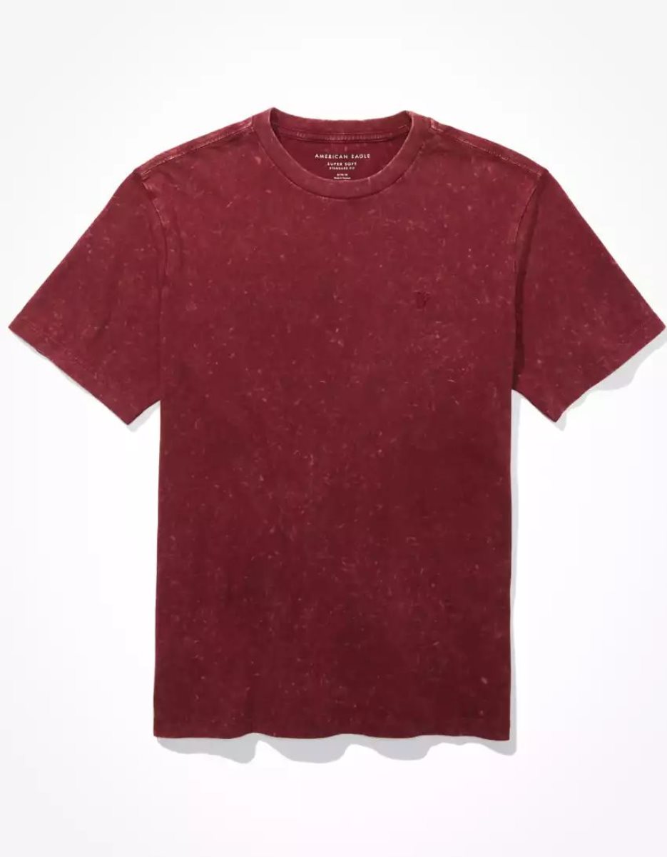 T Shirts American Eagle AE Super Soft Washed Bordeaux Homme | EJM-29612263